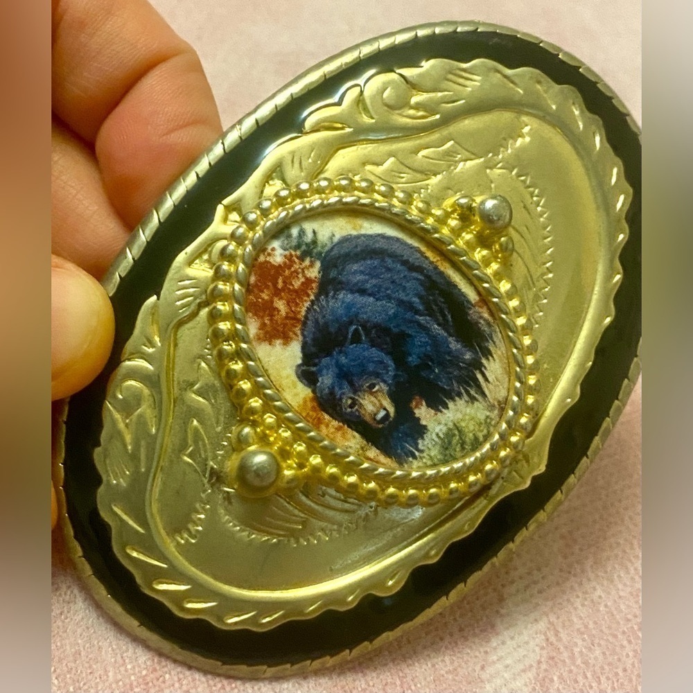 Bear Belt Buckle. Vintage. Handmade porcelain. Collectible